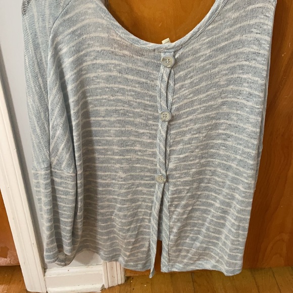 Light Blue and White Stripped Sweater - Picture 2 of 4